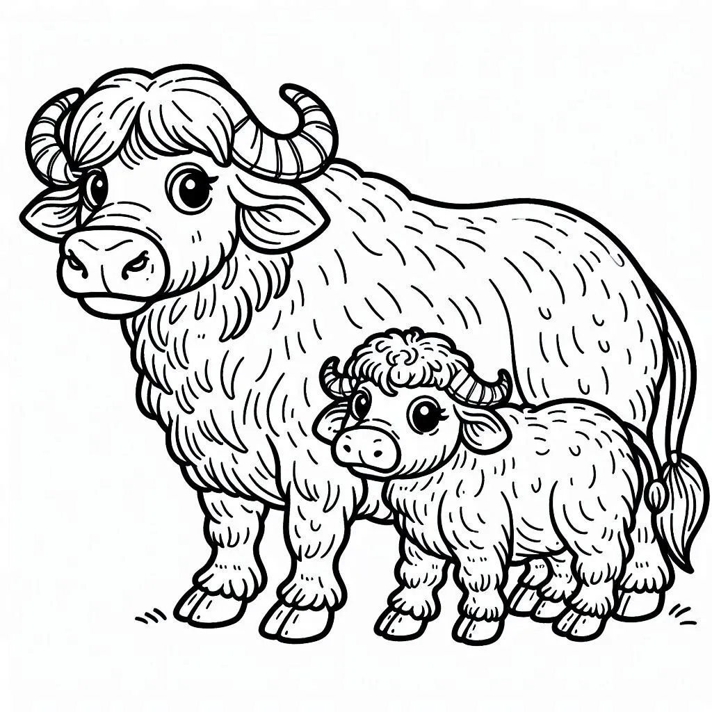 Buffaloes coloring pages 16