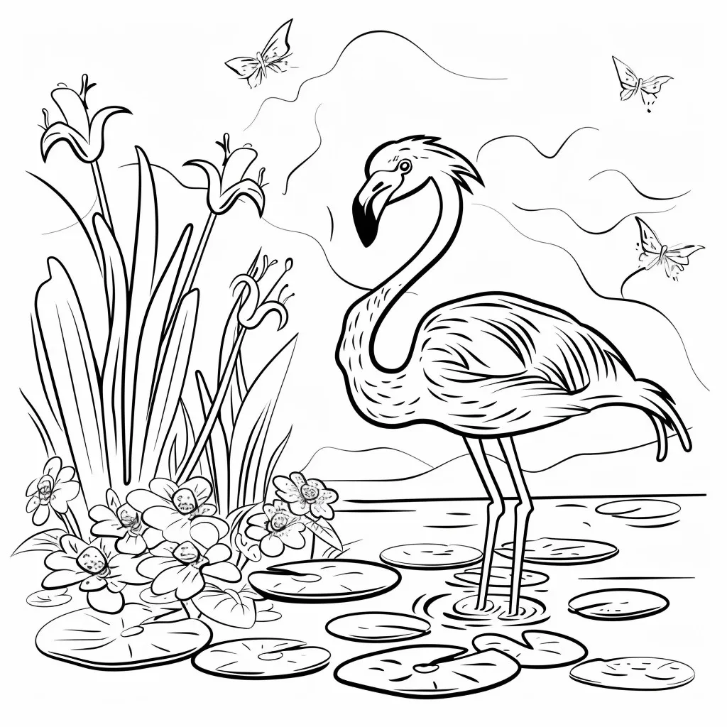 Dibujos para colorear e imprimir Flamingo