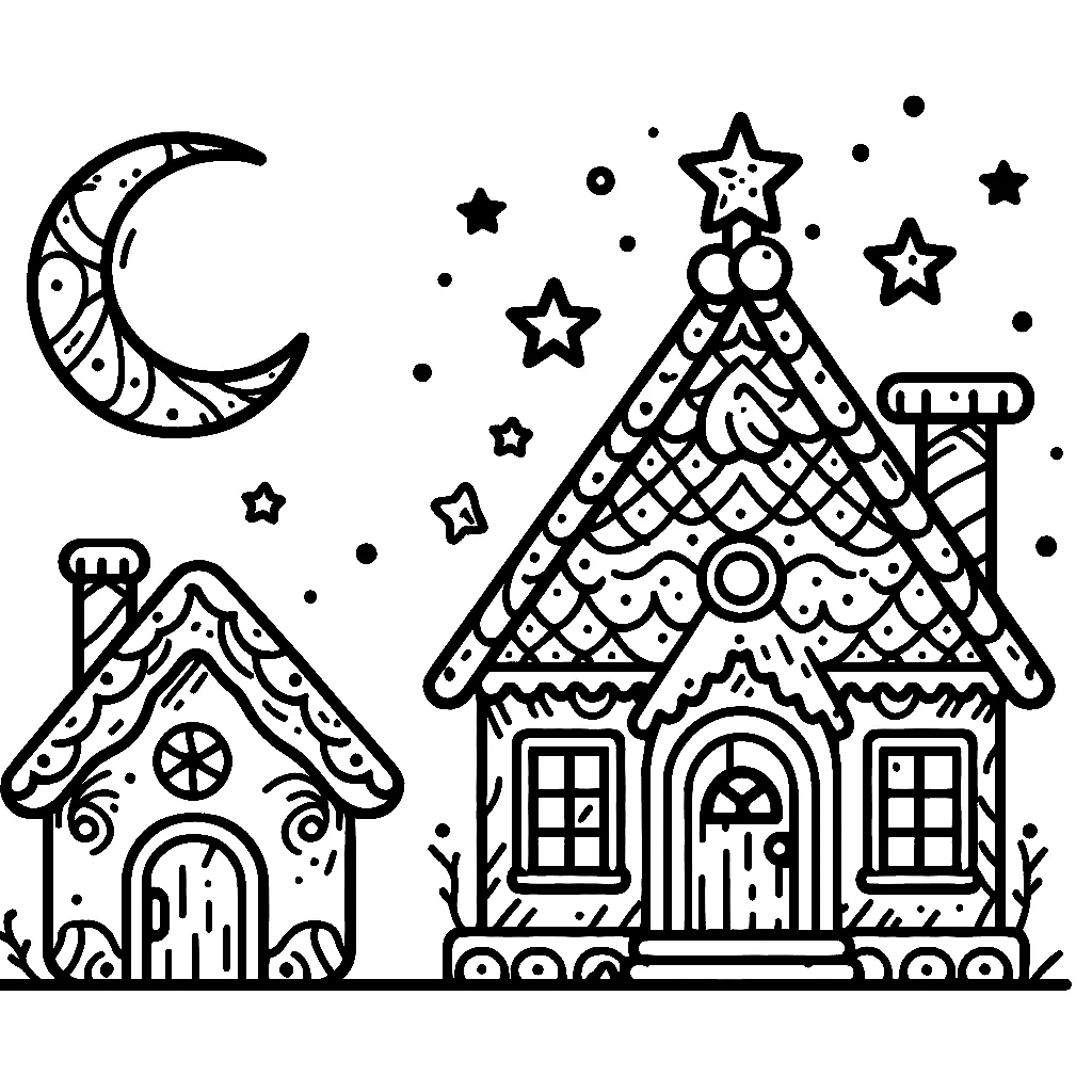 Dibujos para colorear e imprimir Gingerbread Houses