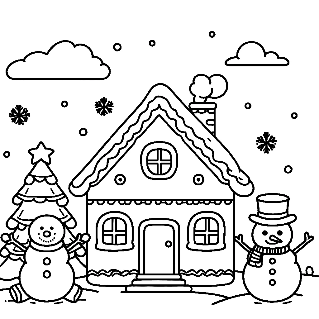 Dibujos para colorear e imprimir Gingerbread Houses