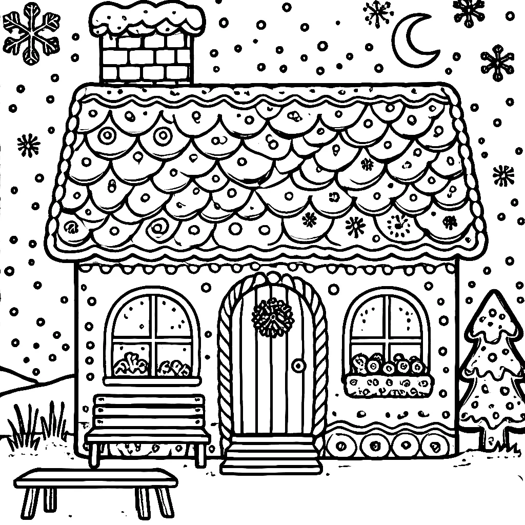 Dibujos para colorear e imprimir Gingerbread Houses