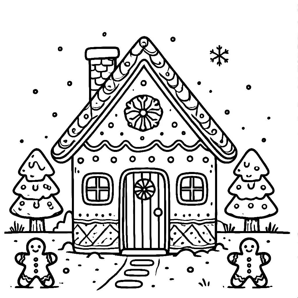 Dibujos para colorear e imprimir Gingerbread Houses