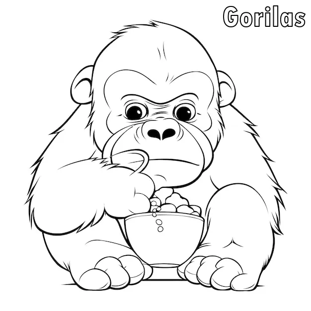 Dibujos para colorear e imprimir Gorilla