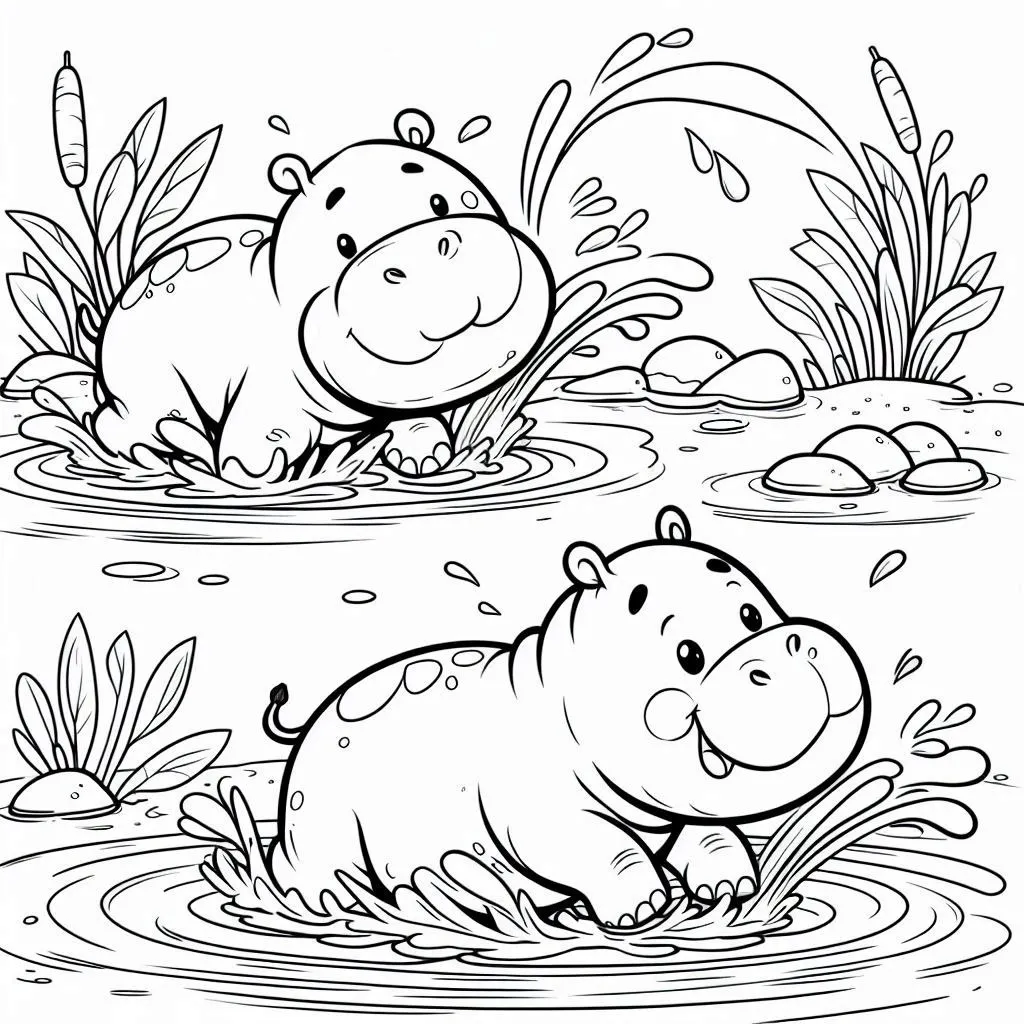 Dibujos para colorear e imprimir Hippopotamus