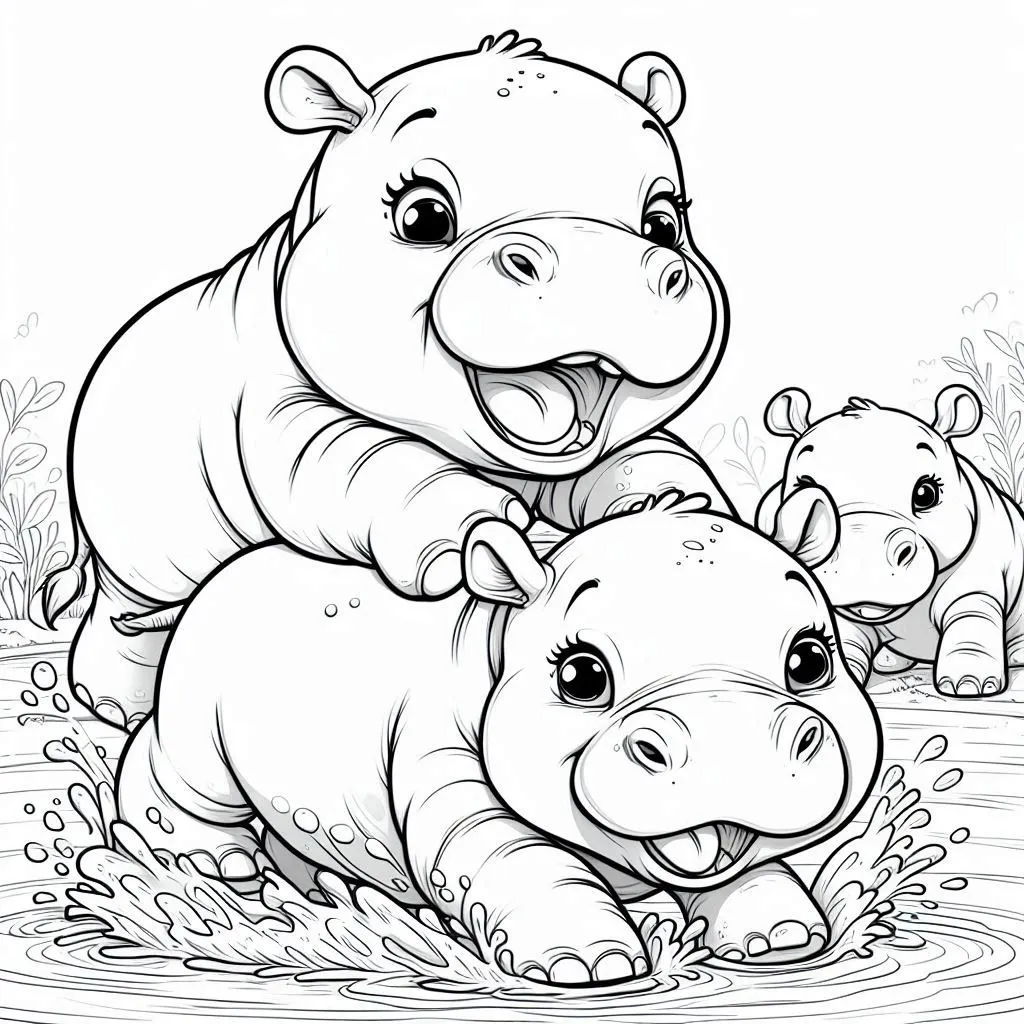 Dibujos para colorear e imprimir Hippopotamus