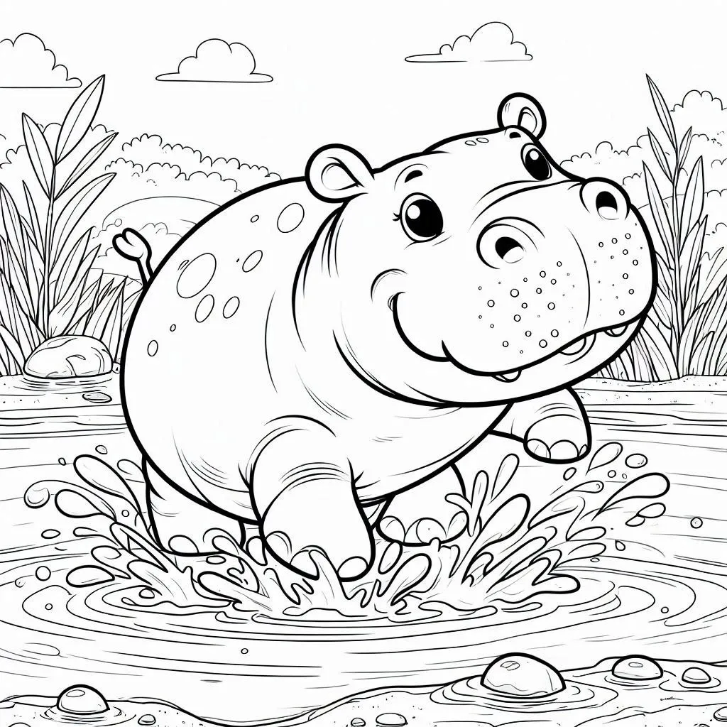 Dibujos para colorear e imprimir Hippopotamus