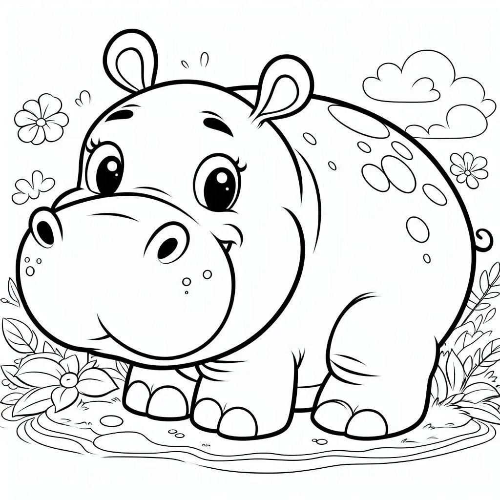 Dibujos para colorear e imprimir Hippopotamus