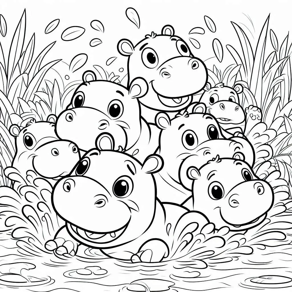 Dibujos para colorear e imprimir Hippopotamus