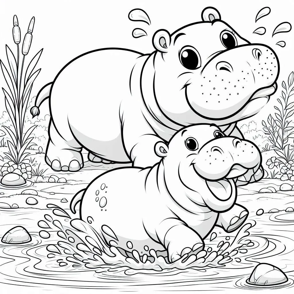 Dibujos para colorear e imprimir Hippopotamus