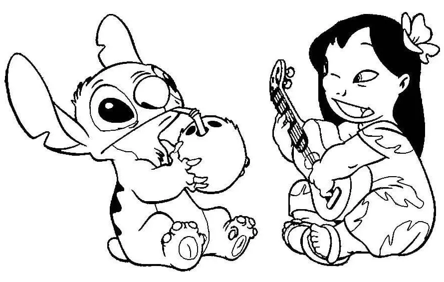 Dibujos para colorear e imprimir Lilo And Stitch