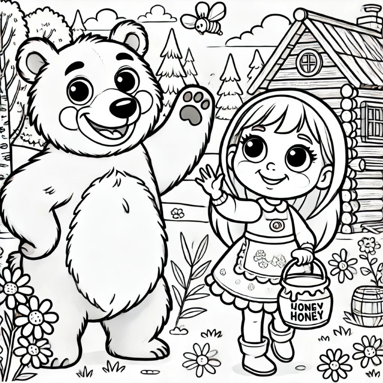 Dibujos para colorear e imprimir Masha And The Bear