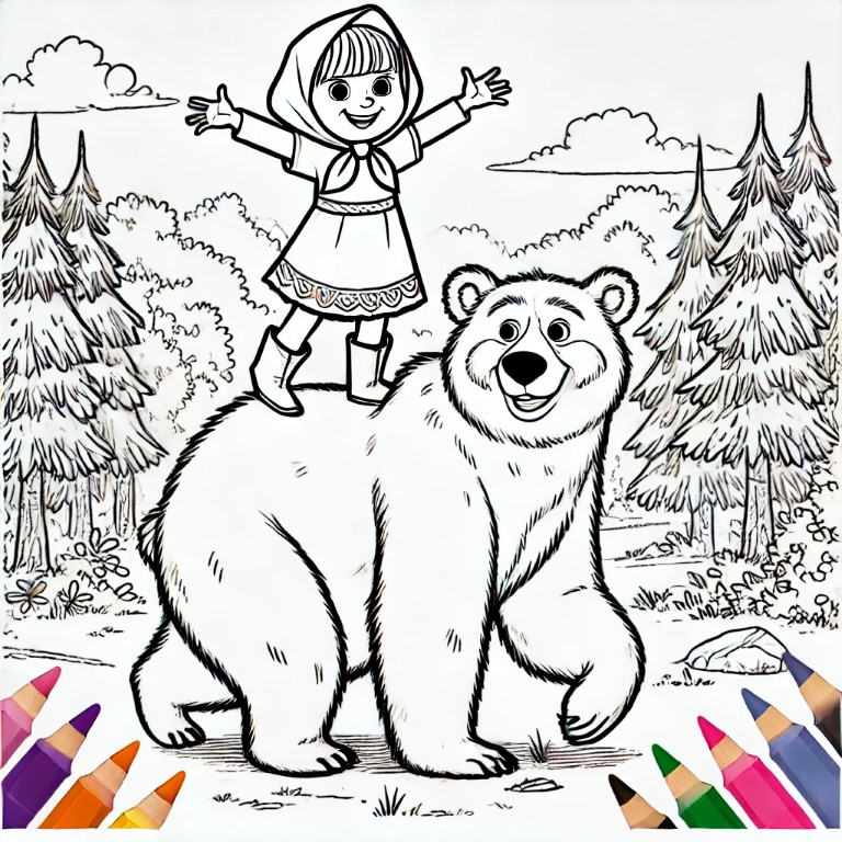 Dibujos para colorear e imprimir Masha And The Bear