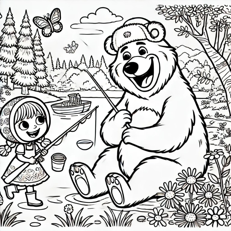 Dibujos para colorear e imprimir Masha And The Bear