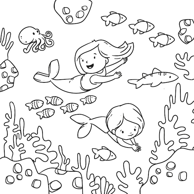 Dibujos para colorear e imprimir Mermaids