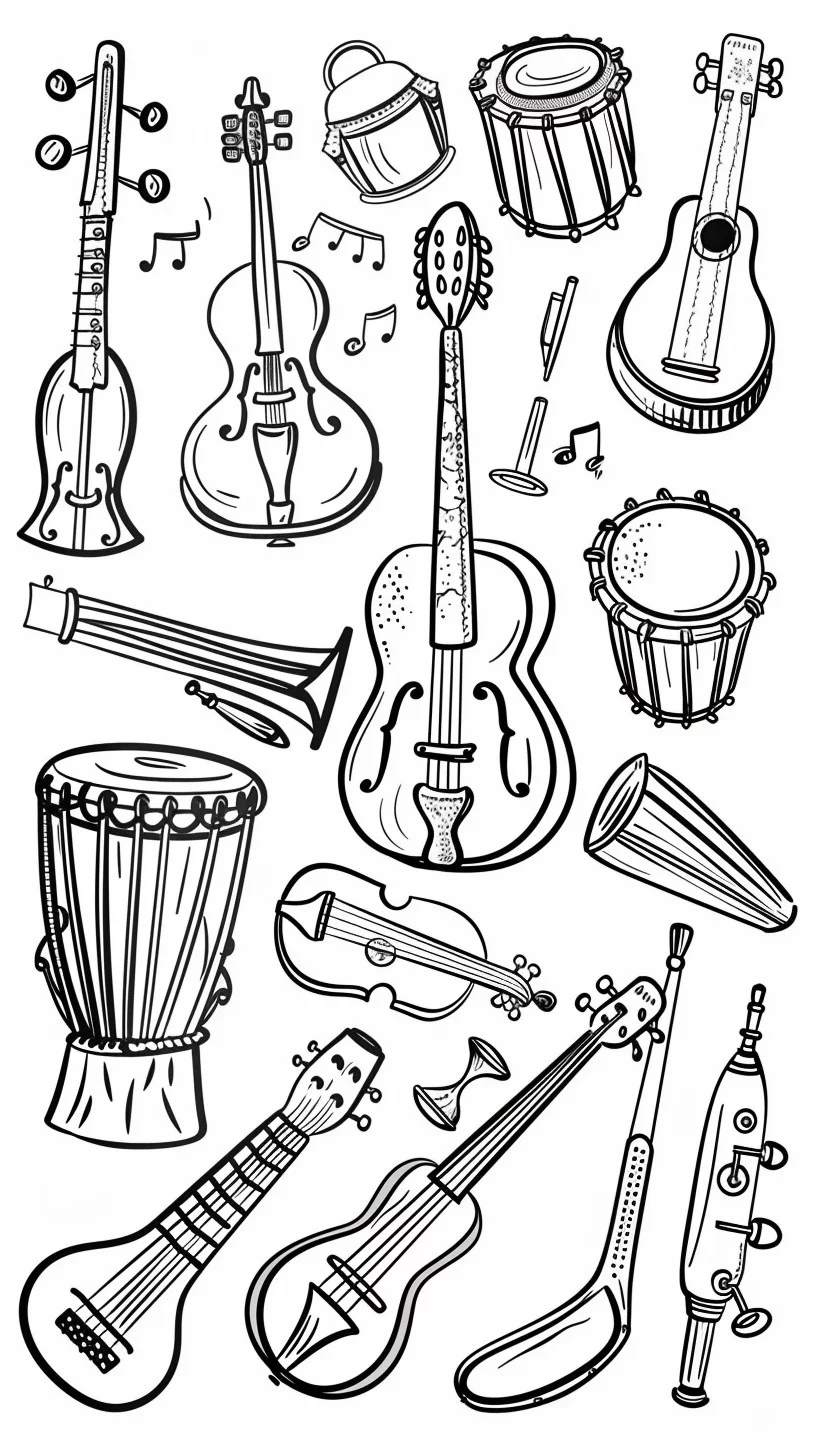 Dibujos para colorear e imprimir Musical Instruments