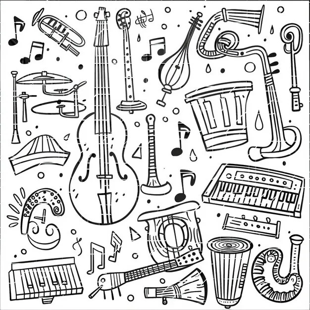 Dibujos para colorear e imprimir Musical Instruments