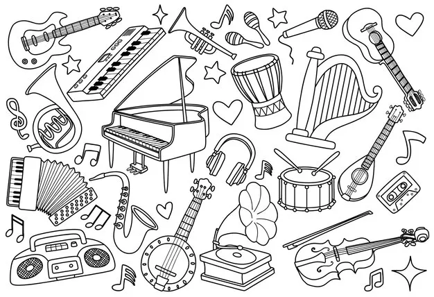 Dibujos para colorear e imprimir Musical Instruments