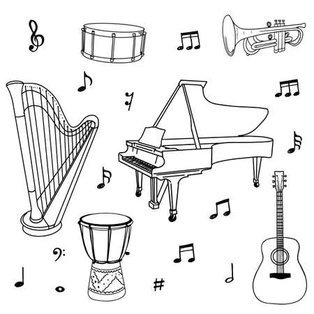 Dibujos para colorear e imprimir Musical Instruments