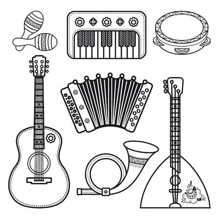 Dibujos para colorear e imprimir Musical Instruments