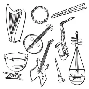 Musical instruments coloring pages 220