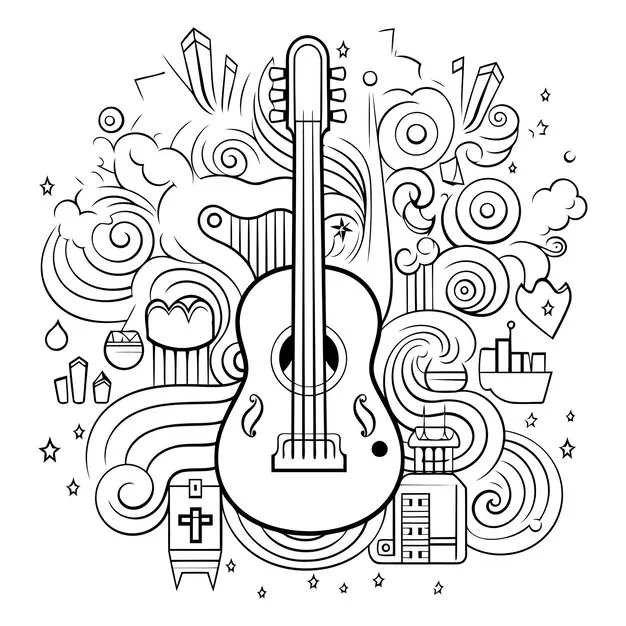 Dibujos para colorear e imprimir Musical Instruments