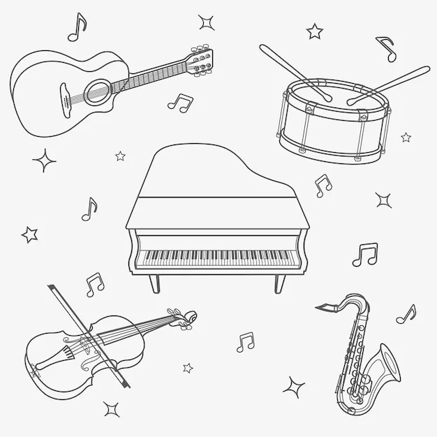 Dibujos para colorear e imprimir Musical Instruments