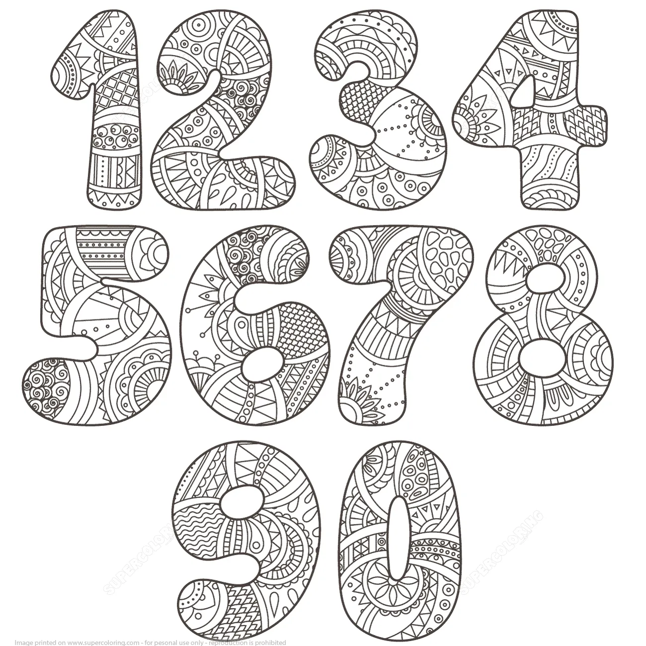 Dibujos para colorear e imprimir Numbers