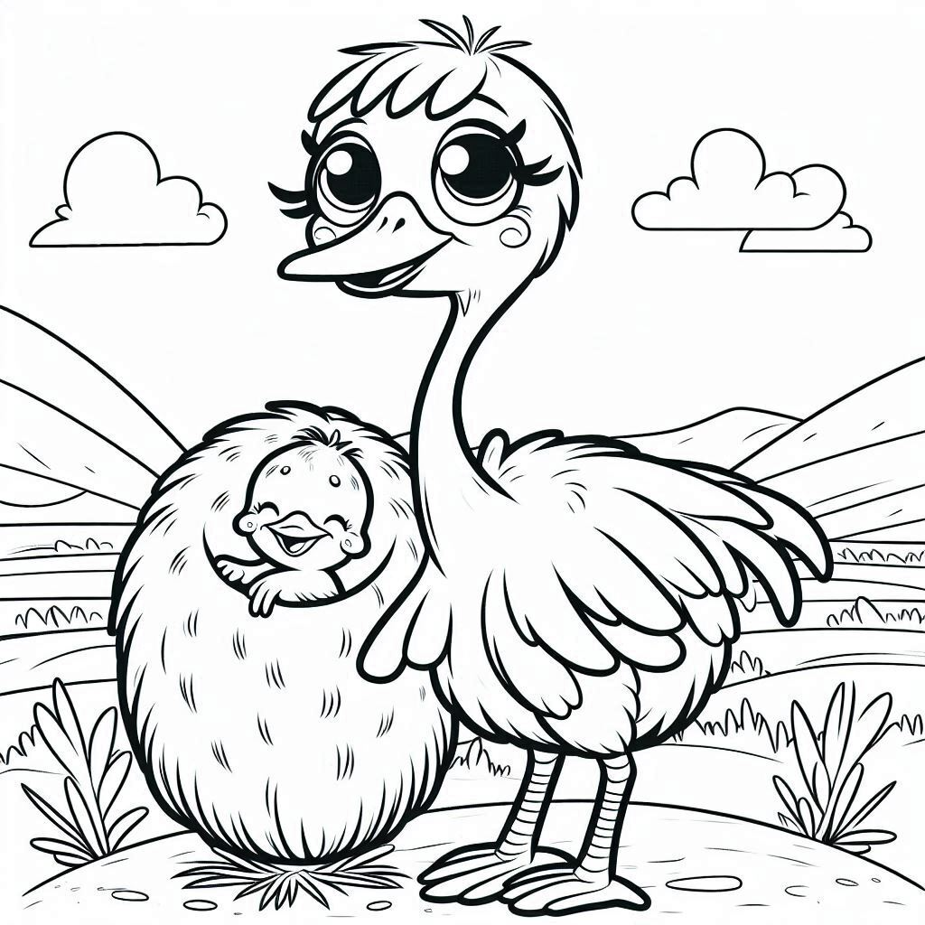 Dibujos para colorear e imprimir Ostrich