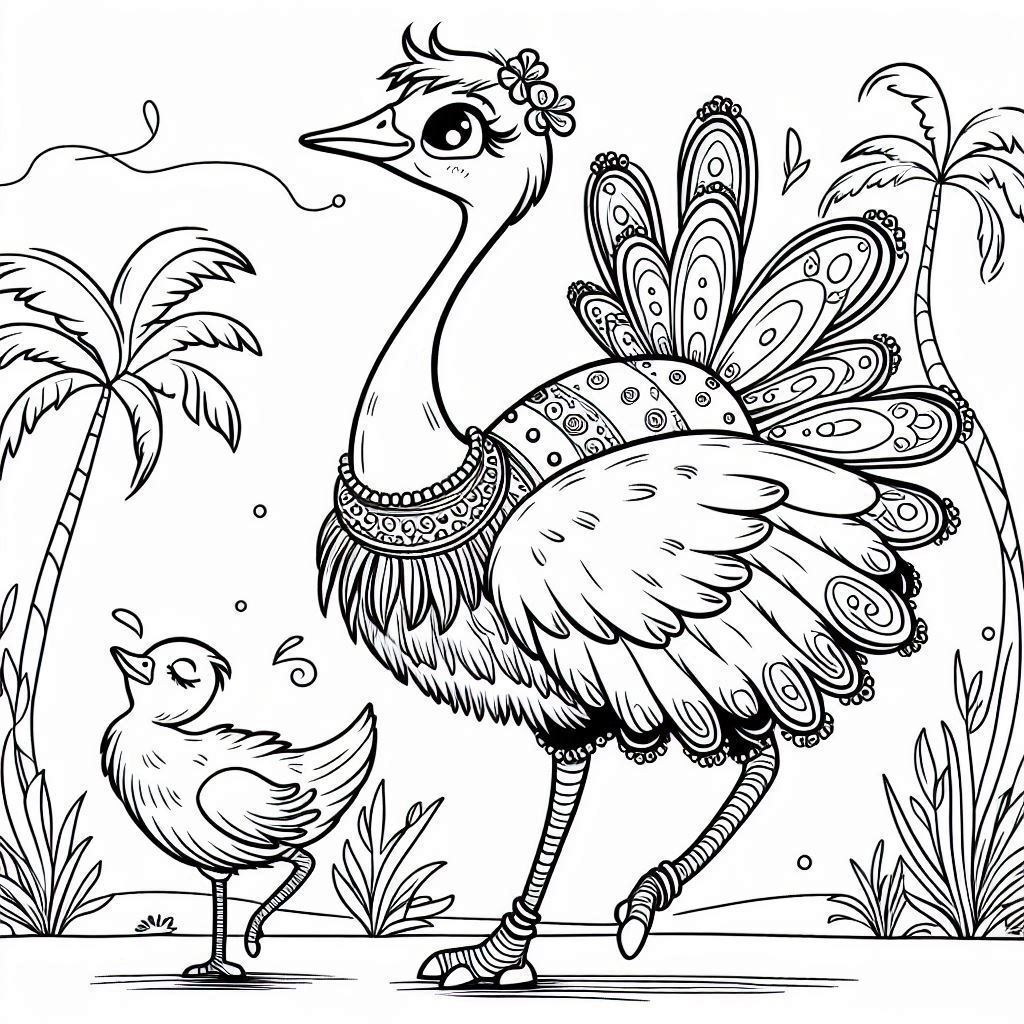 Dibujos para colorear e imprimir Ostrich