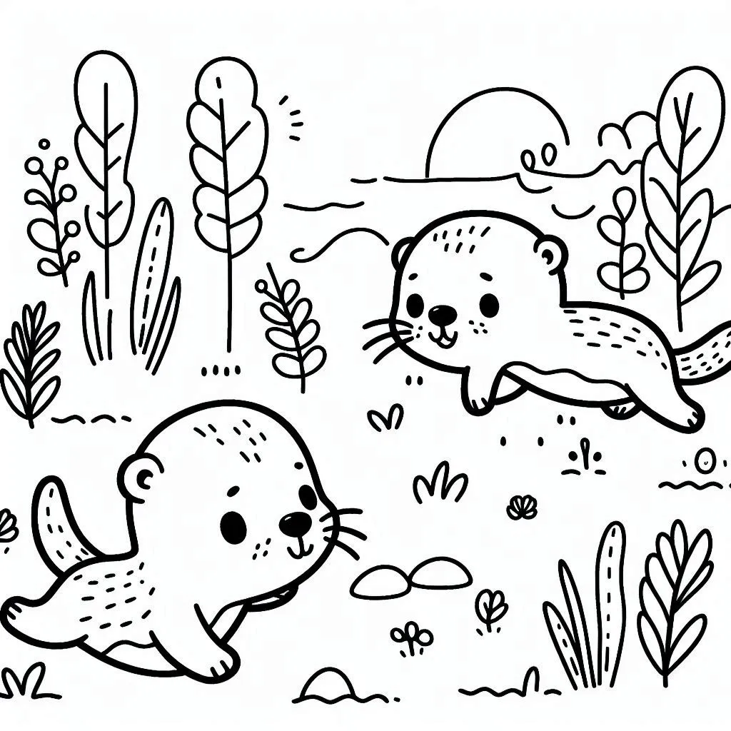 Dibujos para colorear e imprimir Otters