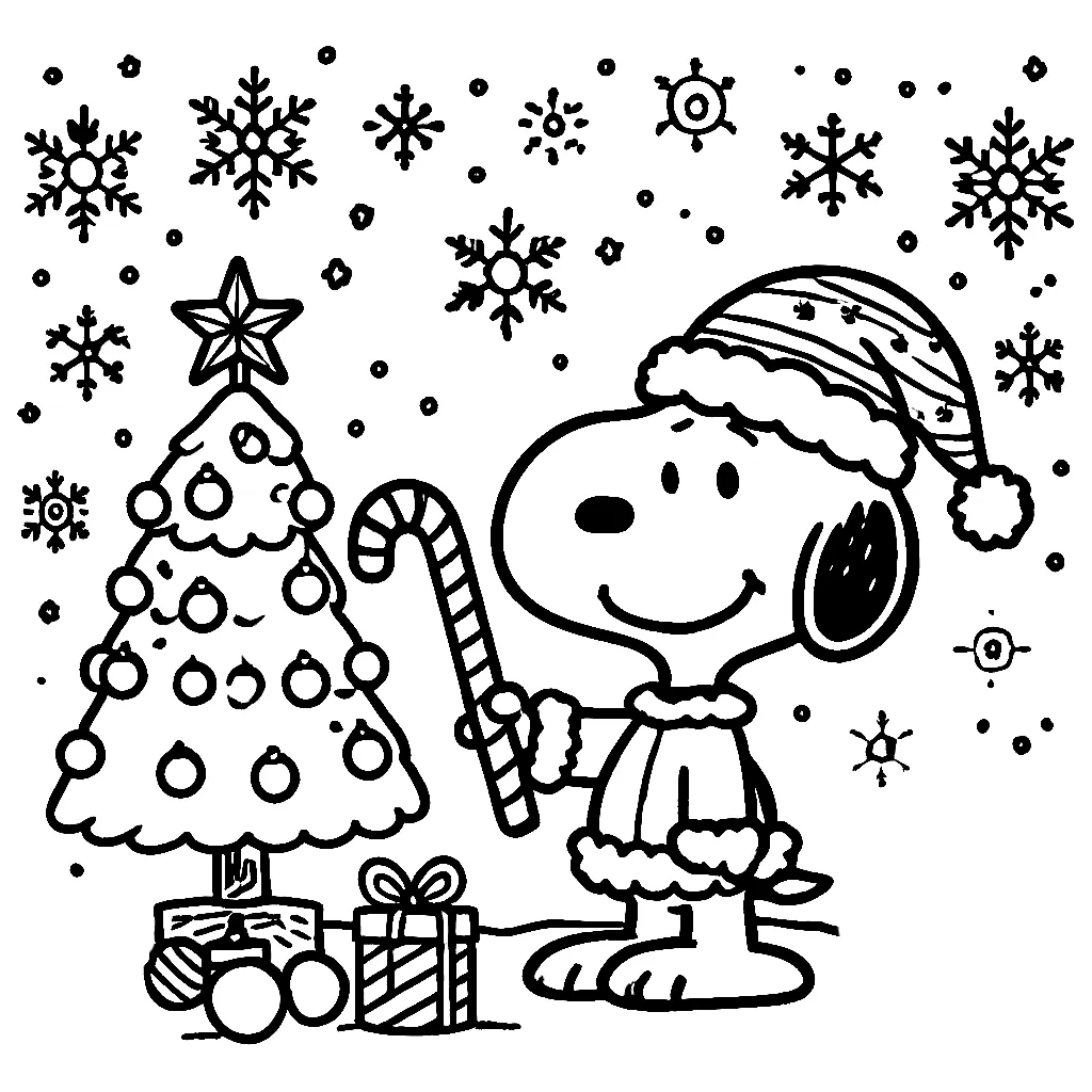 Dibujos para colorear e imprimir Snoopy Christmas