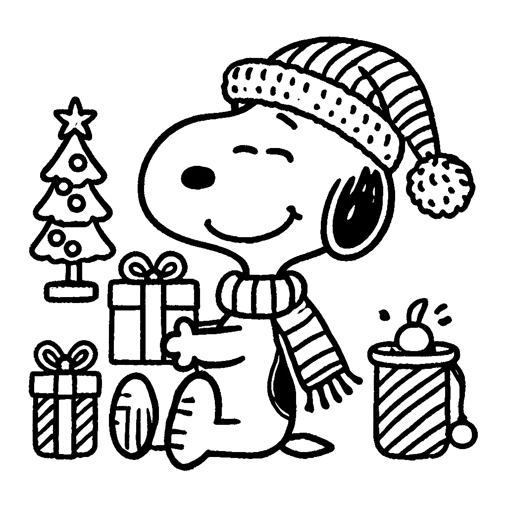 Dibujos para colorear e imprimir Snoopy Christmas