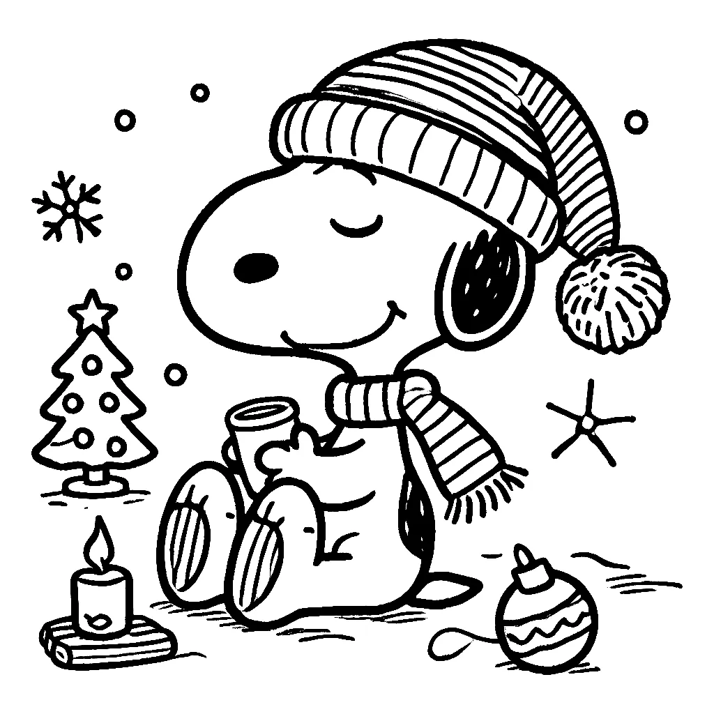 Dibujos para colorear e imprimir Snoopy Christmas