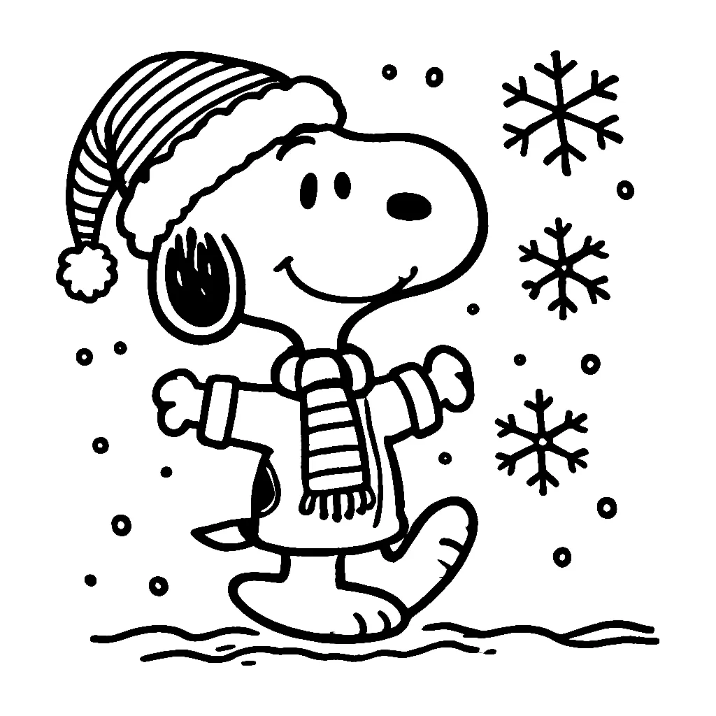 Dibujos para colorear e imprimir Snoopy Christmas