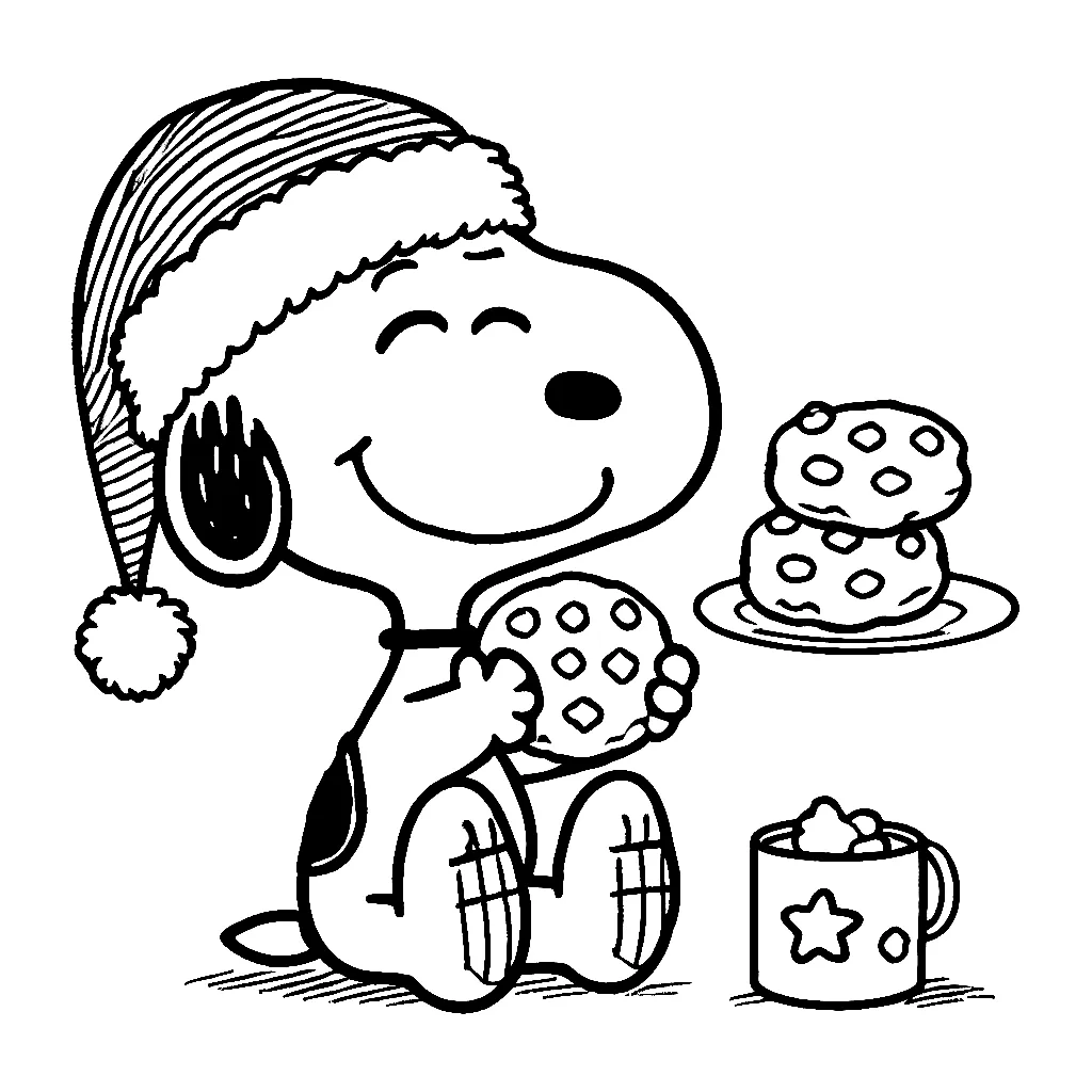 Dibujos para colorear e imprimir Snoopy Christmas