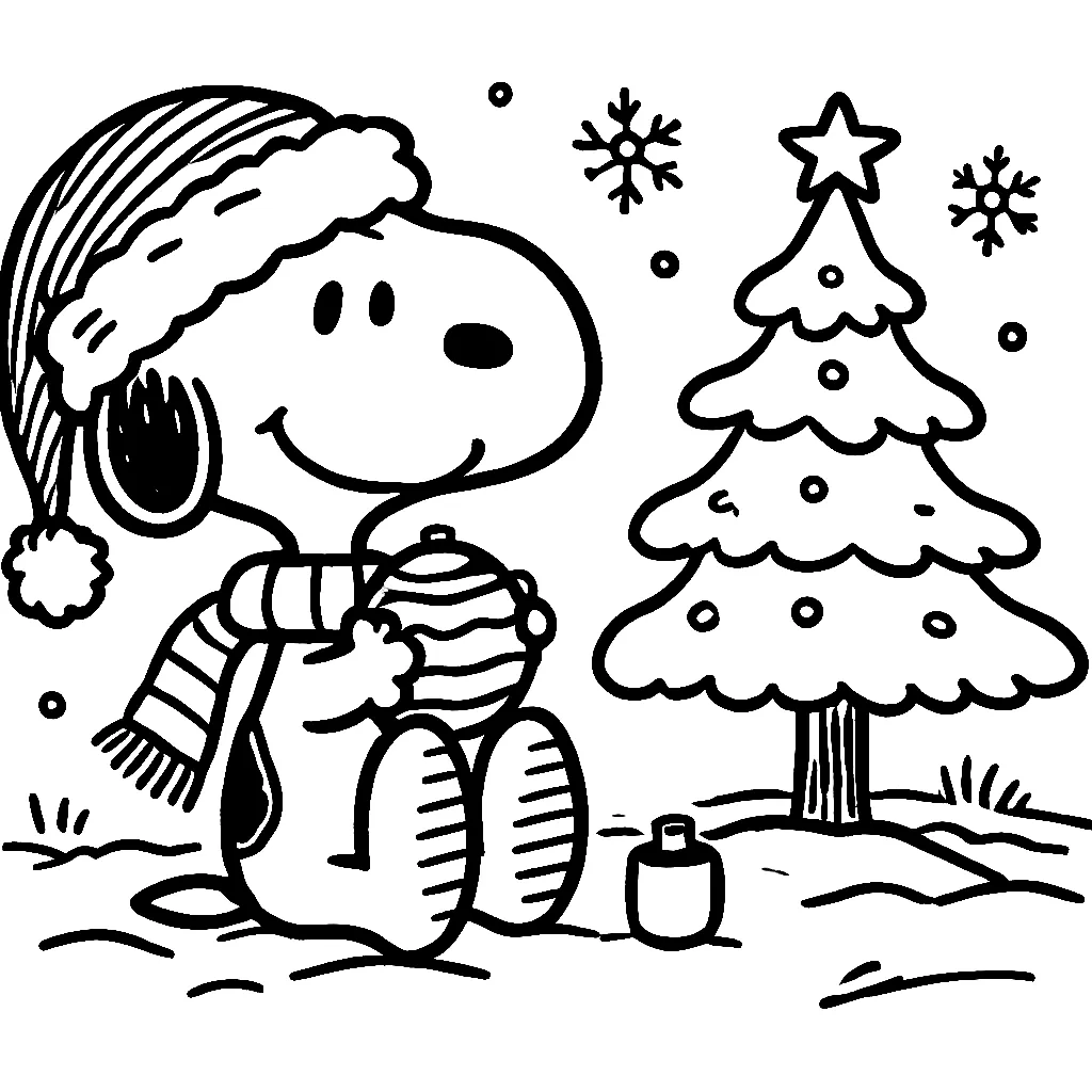 Dibujos para colorear e imprimir Snoopy Christmas