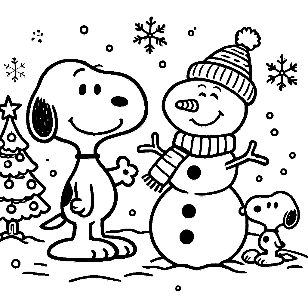 Dibujos para colorear e imprimir Snoopy Christmas