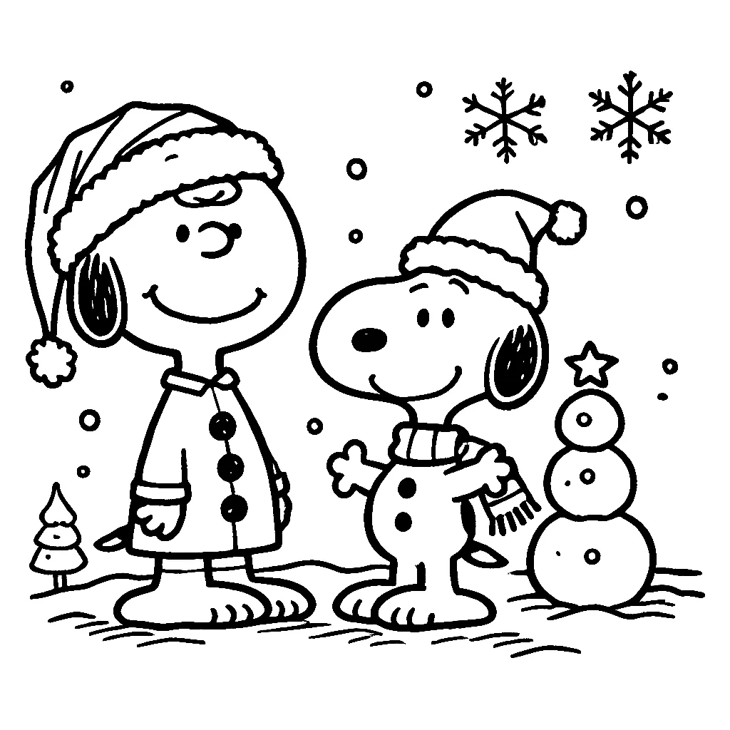 Dibujos para colorear e imprimir Snoopy Christmas