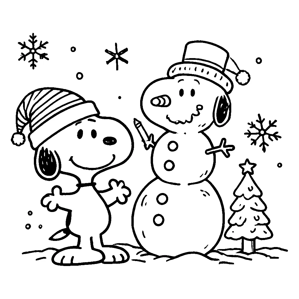 Dibujos para colorear e imprimir Snoopy Christmas