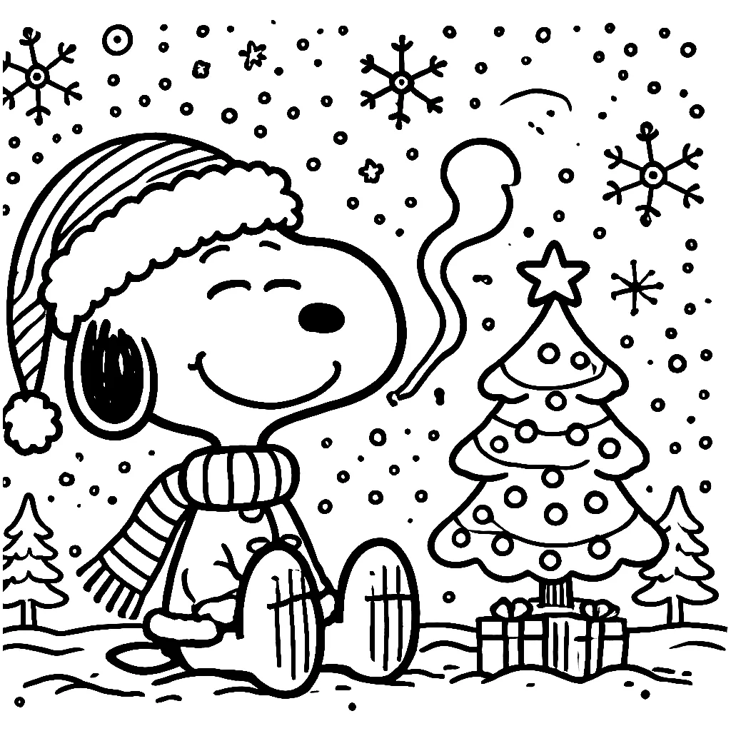 Dibujos para colorear e imprimir Snoopy Christmas