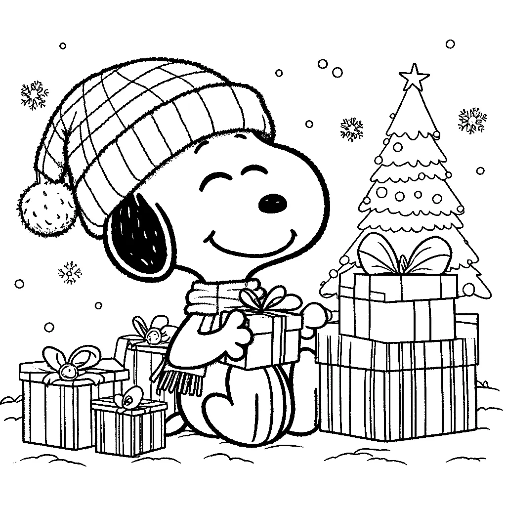 Dibujos para colorear e imprimir Snoopy Christmas