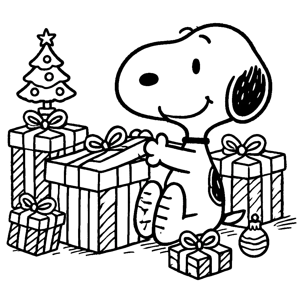 Dibujos para colorear e imprimir Snoopy Christmas