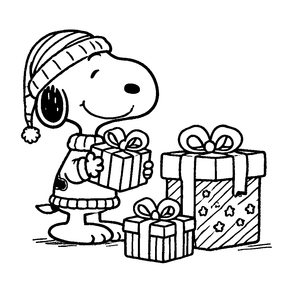 Dibujos para colorear e imprimir Snoopy Christmas