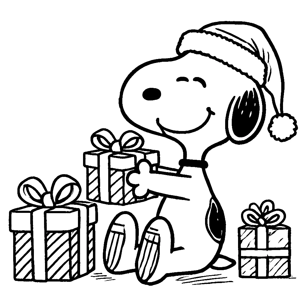 Dibujos para colorear e imprimir Snoopy Christmas