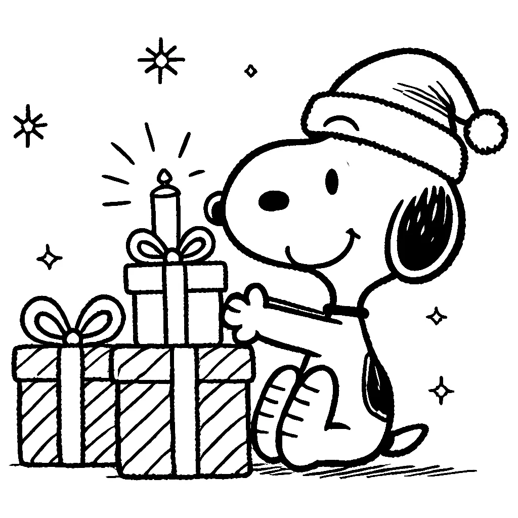 Dibujos para colorear e imprimir Snoopy Christmas