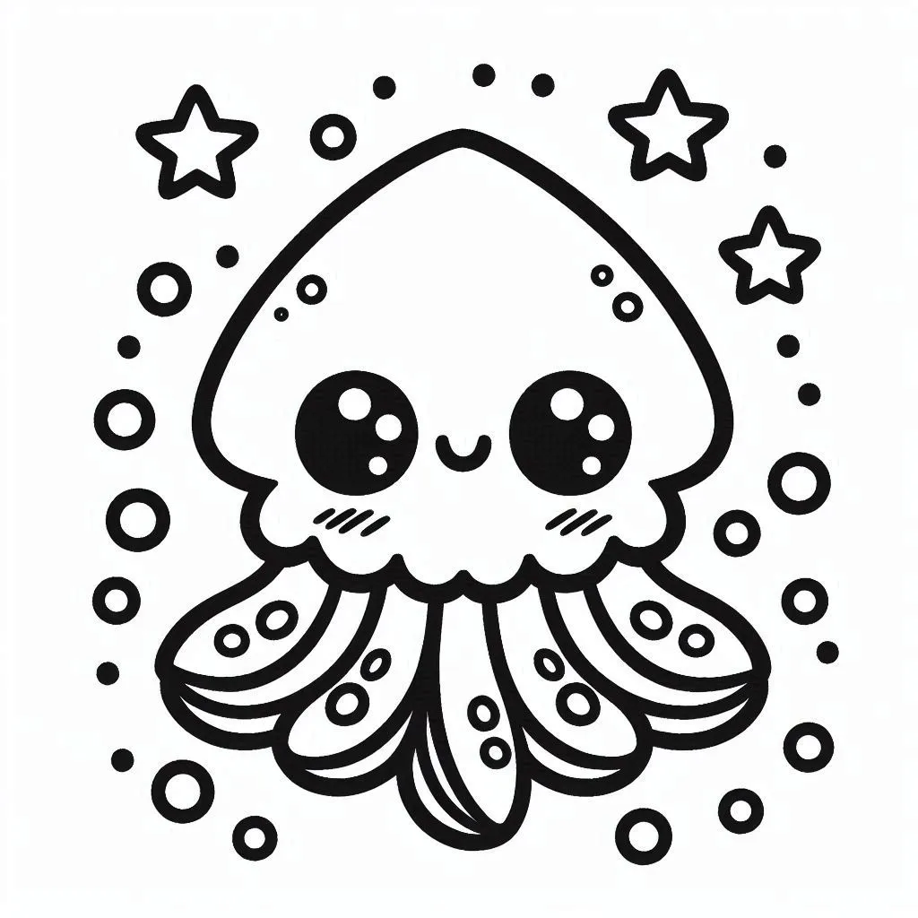 Squid coloring pages 2