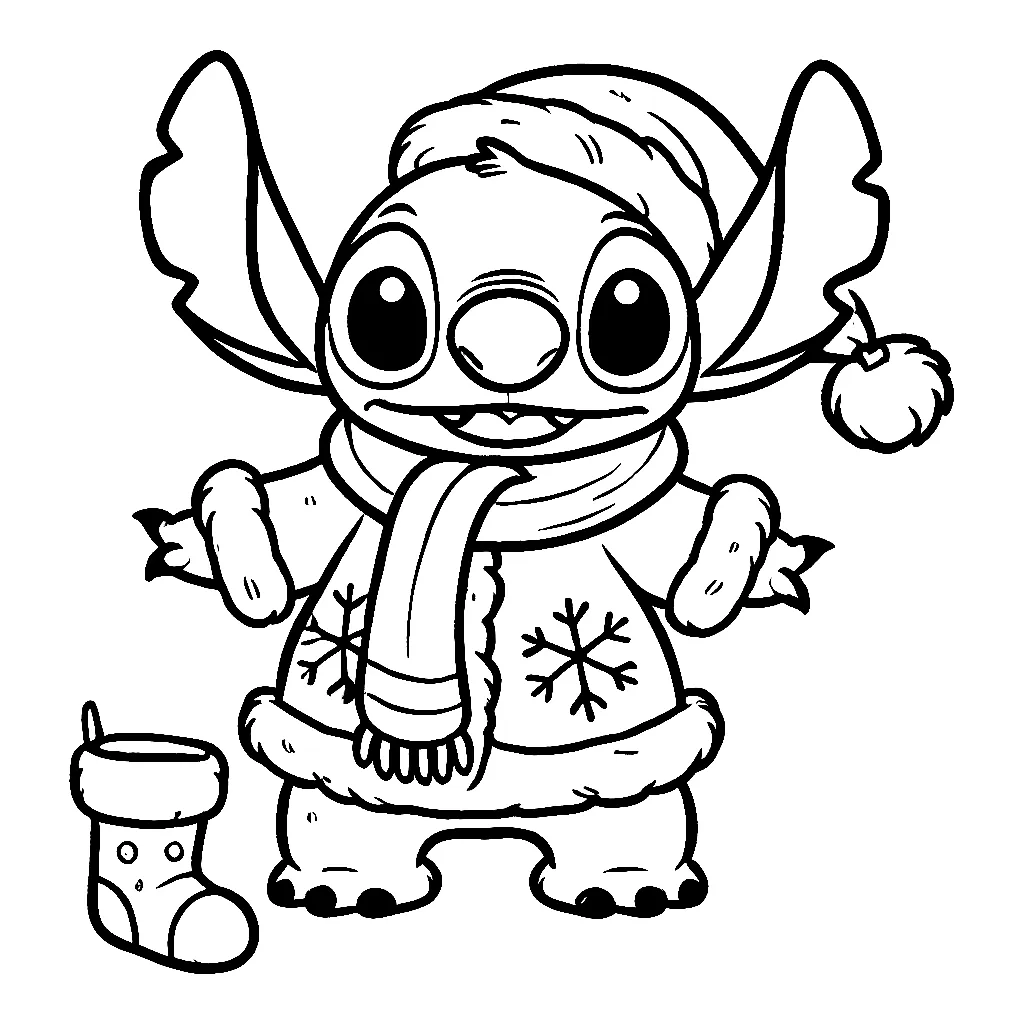 Dibujos para colorear e imprimir Stitch Christmas