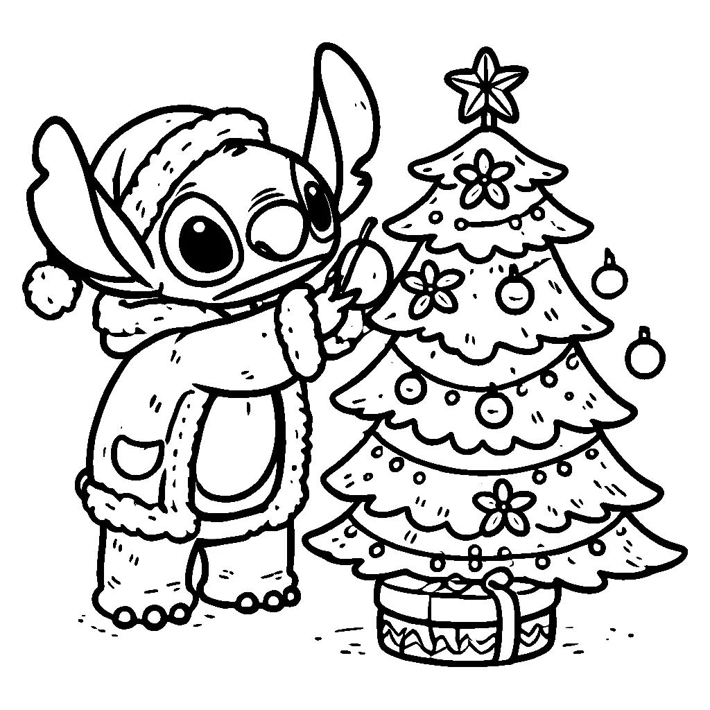 Dibujos para colorear e imprimir Stitch Christmas