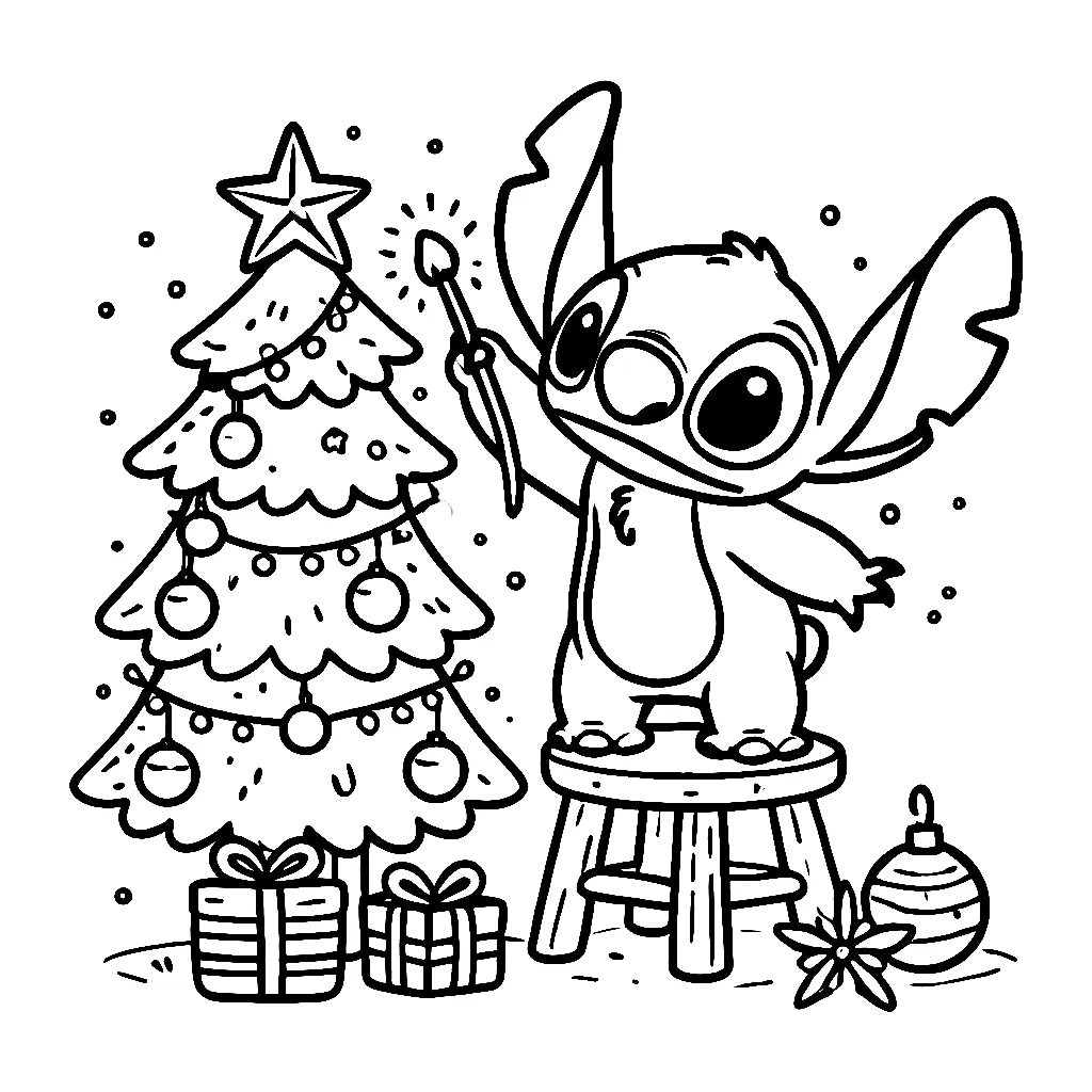 Dibujos para colorear e imprimir Stitch Christmas