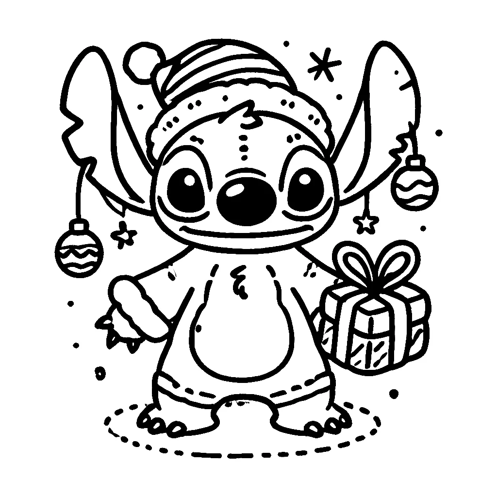 Dibujos para colorear e imprimir Stitch Christmas